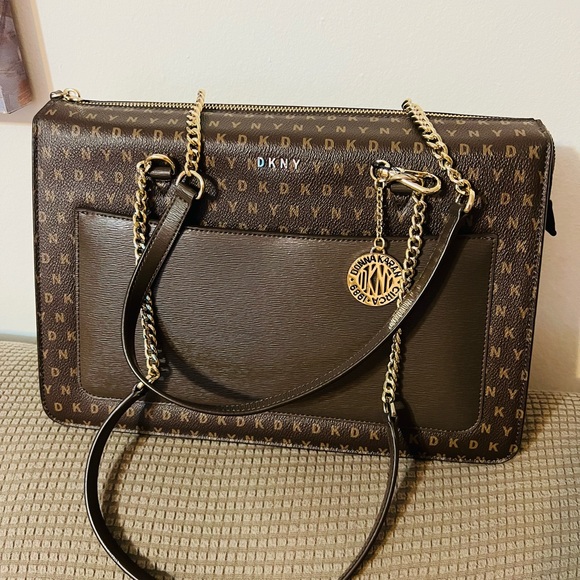 DKNY Monogrammed Handbag “Brown” - Picture 3 of 9